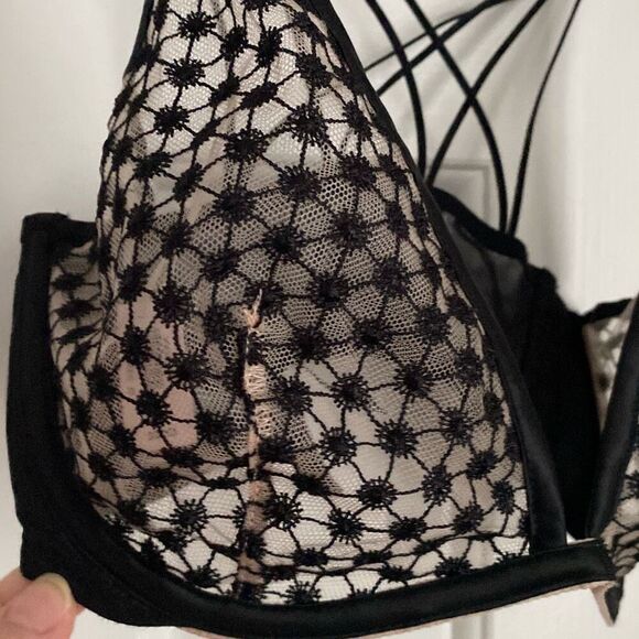 Victorias Secret Sexy Luxe Lingerie Starburst Unlined Plunge Strappy Bra 32DD Ne - Picture 3 of 8